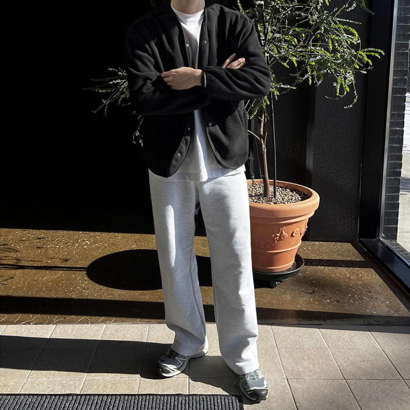 Простая повседневная куртка-кардиган мужская осенняя новая свободная толстовка с V-образным вырезом корейский стиль модная ретро-куртка M чёрный 6246₽