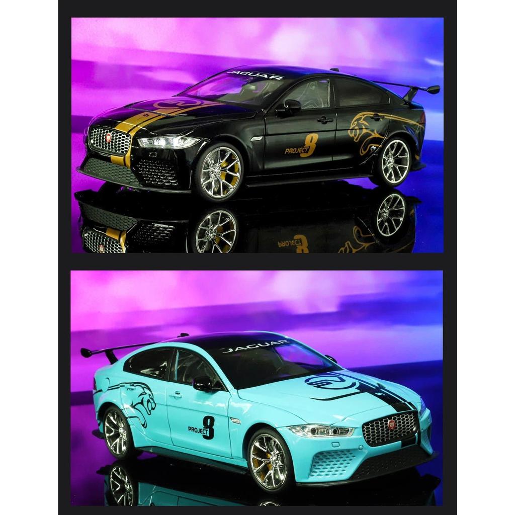1/18 Jaguar XE SV Project 8 Supercar Alloy Diecasts & Toy Vehicles Metal Toy Car Model Sound and Light Collection Kids Toy