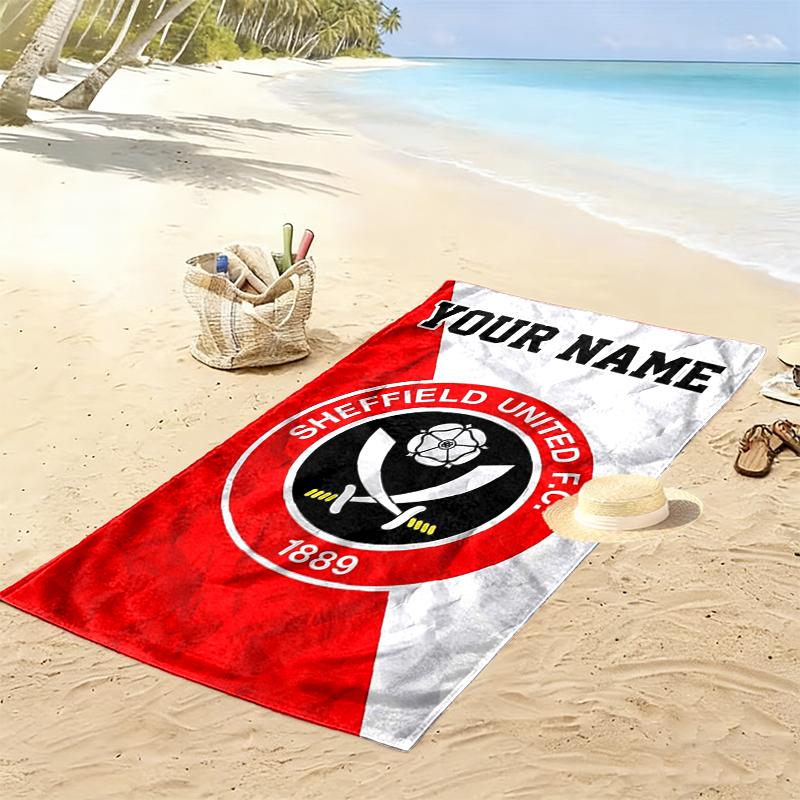 Custom Name Sheffield Fc Print Beach Towel, Large Soft Quick Dry Towel for Beach Camping Swimming