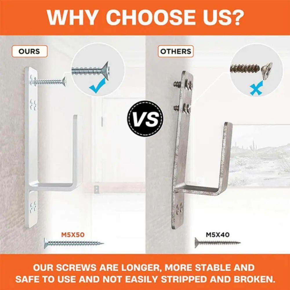 Heavy Duty Door Barricade Brackets Upgraded Carbon Steel Door Bar Holder Brackets U-Shaped Black U-Shaped Bar Holders