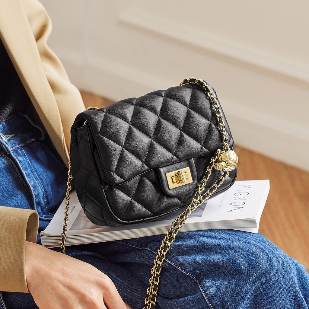 Mrs. Qiao Women's Bag New 2025 Genuine Leather Small Bag Quilted Chain Bag Fashionable Shoulder Bag Crossbody Bag