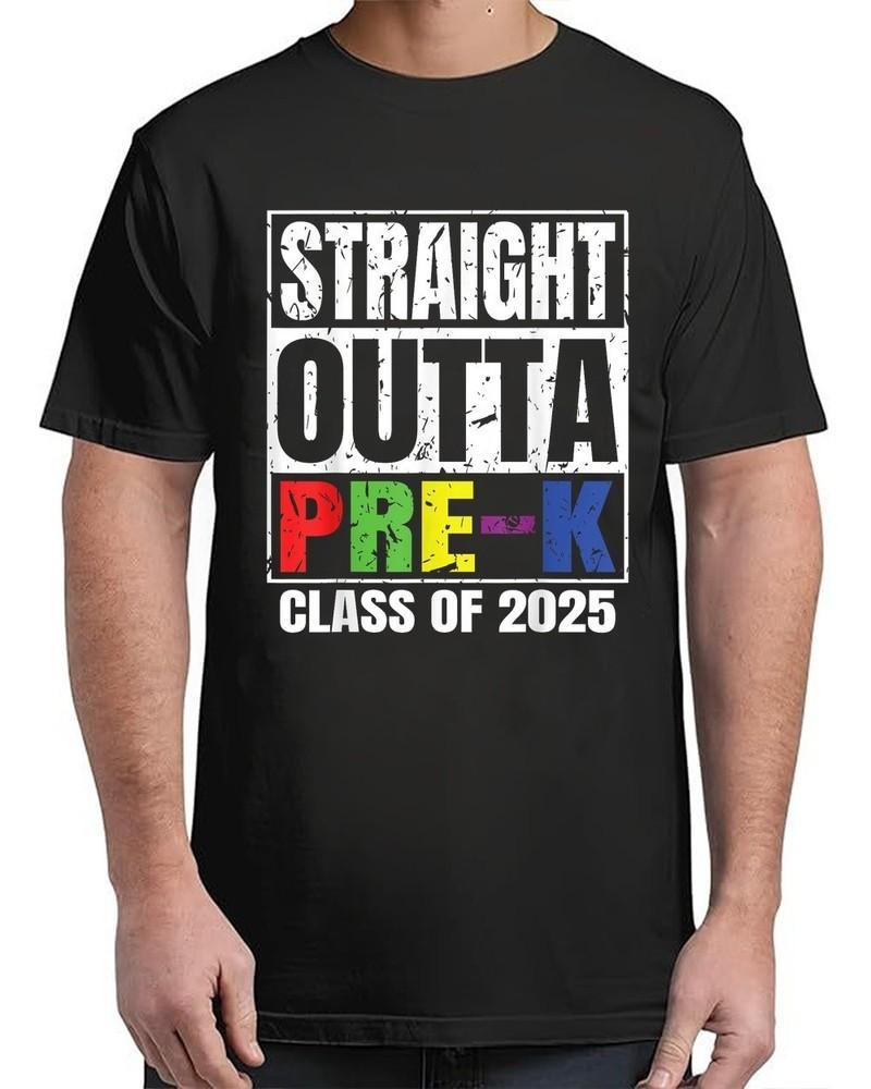 Straight Outta Pre-K School Graduation Class Of 2025 Vintage Adult S-4XL Unisex T-Shirt M