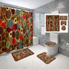 4 Sets Circles Geometry Shower Curtain Sets With Non-Slip Bath Mat,Toilet Lid Cover And Warm Color Pattern Shower Curtain Sets