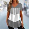 Women's T-Shirt Fashion V-Neck Summer Short Sleeve Loose Streetwear Female Clothes