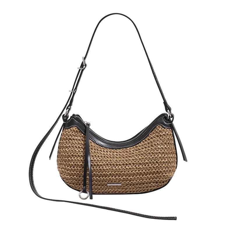French-style Woven Underarm Bag, Super Popular In Summer, Straw Bag for Seaside Vacations, Beach Bag, Commuter Crossbody Shoulder Handbag