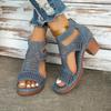 Lässige Plateausandalen für Damen im Sommer mit offener Spitze, einfarbig, ausgehöhltes Design mit Reißverschluss, High Heel-Sandalen