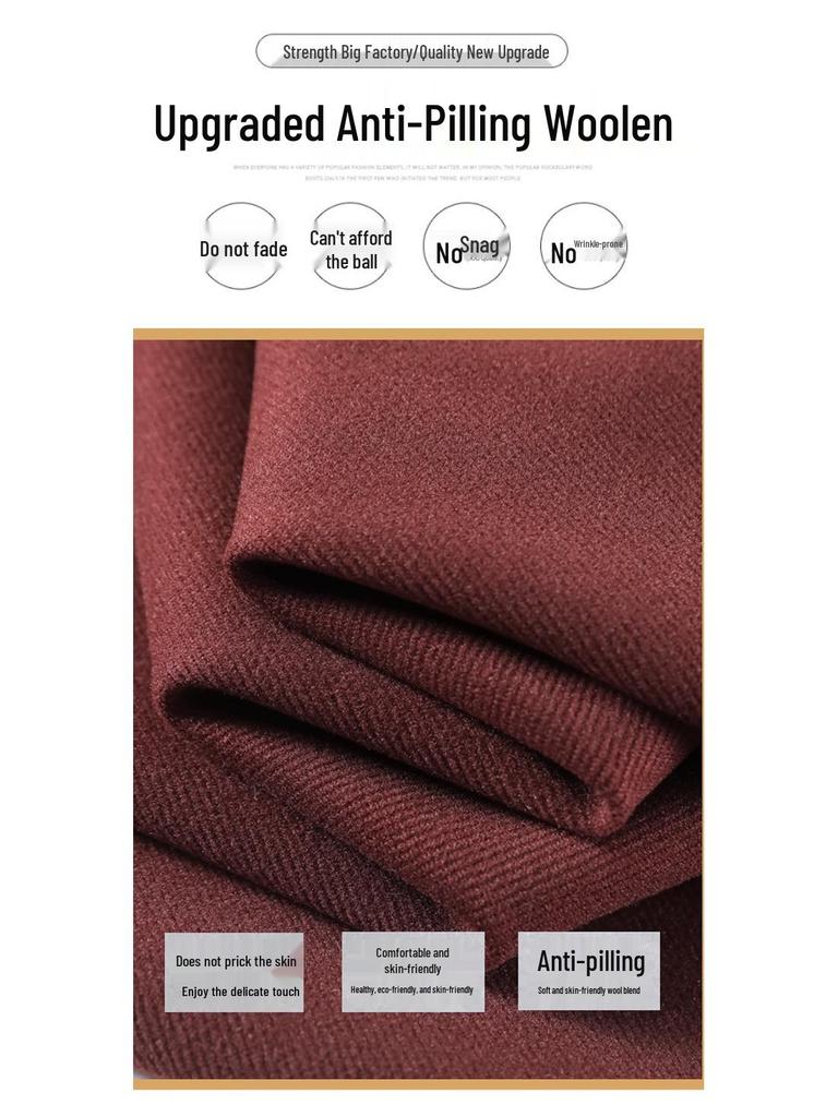 2026 Autumn/Winter Women's High-Waist Woolen Wide-Leg Floor-Length Pants