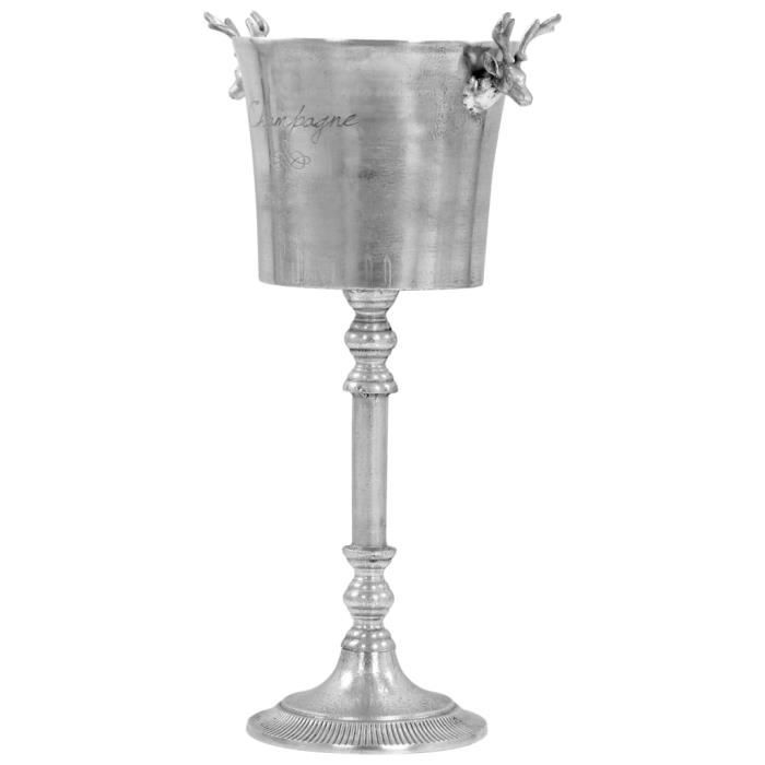 Champagne Bucket - VIDAXL - Solid Aluminum - Silver - 39x29x71 Cm - Stag Handles