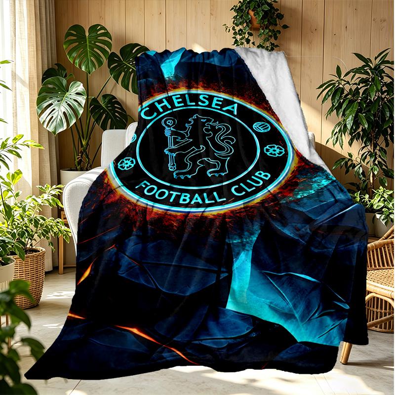 Football club.C Pattern Blanket for Home Decoration, Bed, Sofa, Car Travel, Camping, Suitable for All Seasons, Birthday Christmas Gift