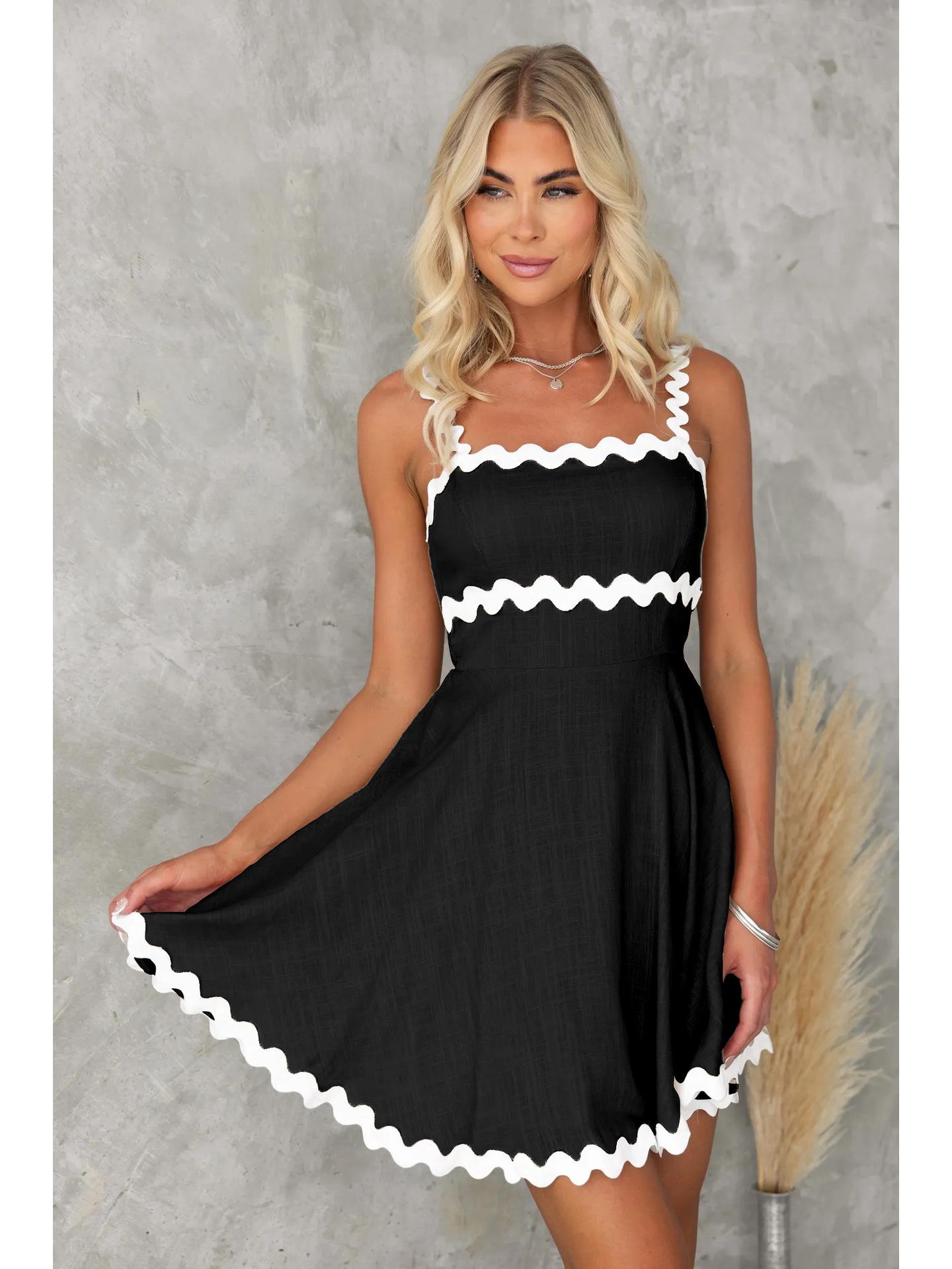 

25-я годовщина Летнее милое однотонное сексуальное платье-слинг мини Extra Large