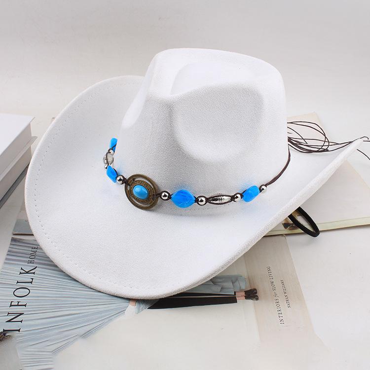 Western Cowboy Style Tibetan Fashion Top Hat Autumn/Winter New Collection Deer Skin Velvet Large Edge Riding Hat