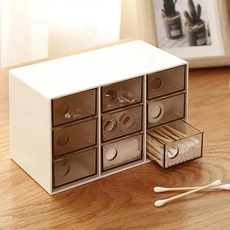 1 Pcs Creative Plastic Transparent Jewelry Storage Box Nine Drawers Cosmetics Korean Fashion Dustproof Sorting Box