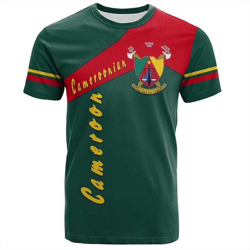Africa Cameroon Flag Map Graphic T Shirt For Men Clothes National Emblem Short Sleeve T Shirts Kids Jersey Tee Tops