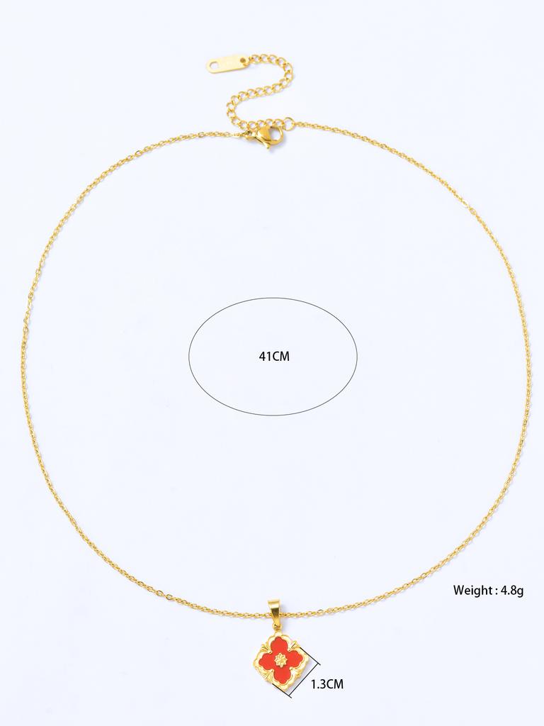 1 piece 18k Gold plated stainless steel lucky clover pendant necklace for women's daily accessories jewellery bracelet earrings