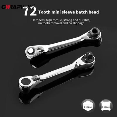 1/4 Inch Drive Double Head Ratchet Wrench Chrome Vanadium Steel Quick Release for Car Maintenance Bicycle Repair Motorcycle Tool