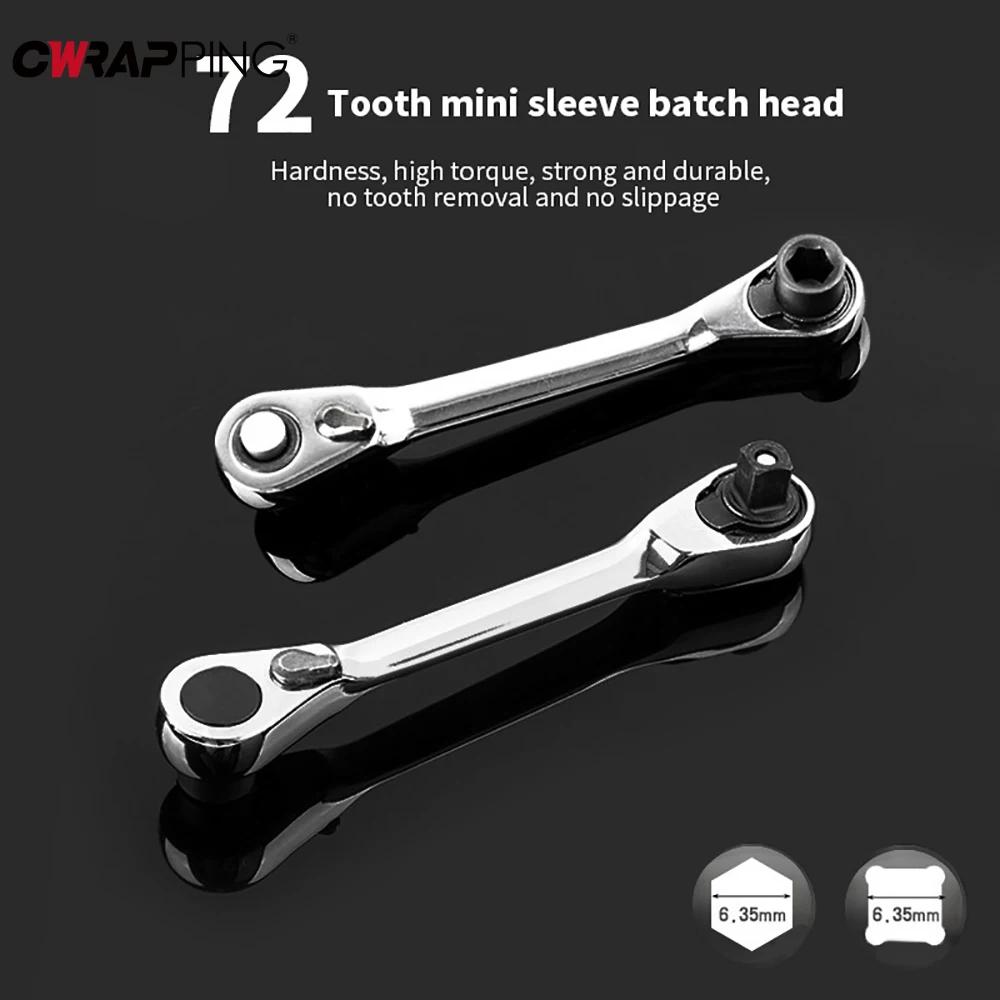 1/4 Inch Drive Double Head Ratchet Wrench Chrome Vanadium Steel Quick Release for Car Maintenance Bicycle Repair Motorcycle Tool