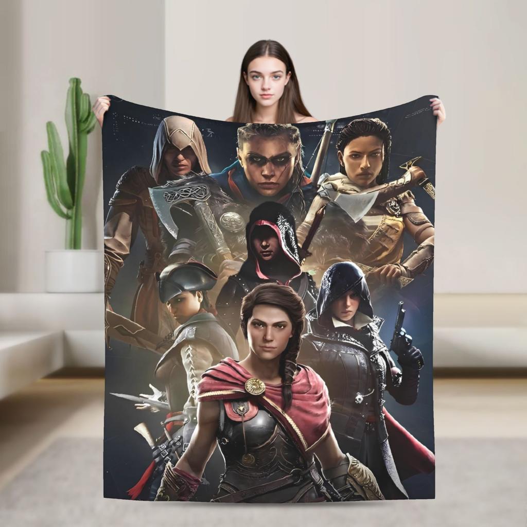 A-Assassins Game C-Creeds Fashion Flannel Blanket Warm Soft Bedding Throws for Home Decor Airplane Bedspread Sofa Bed Cover