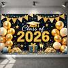 Grad Event Backdrop Graduation Cap Class Of 2026 Background Graduation Display Gold Triangle Bunting Graduation Party Banner