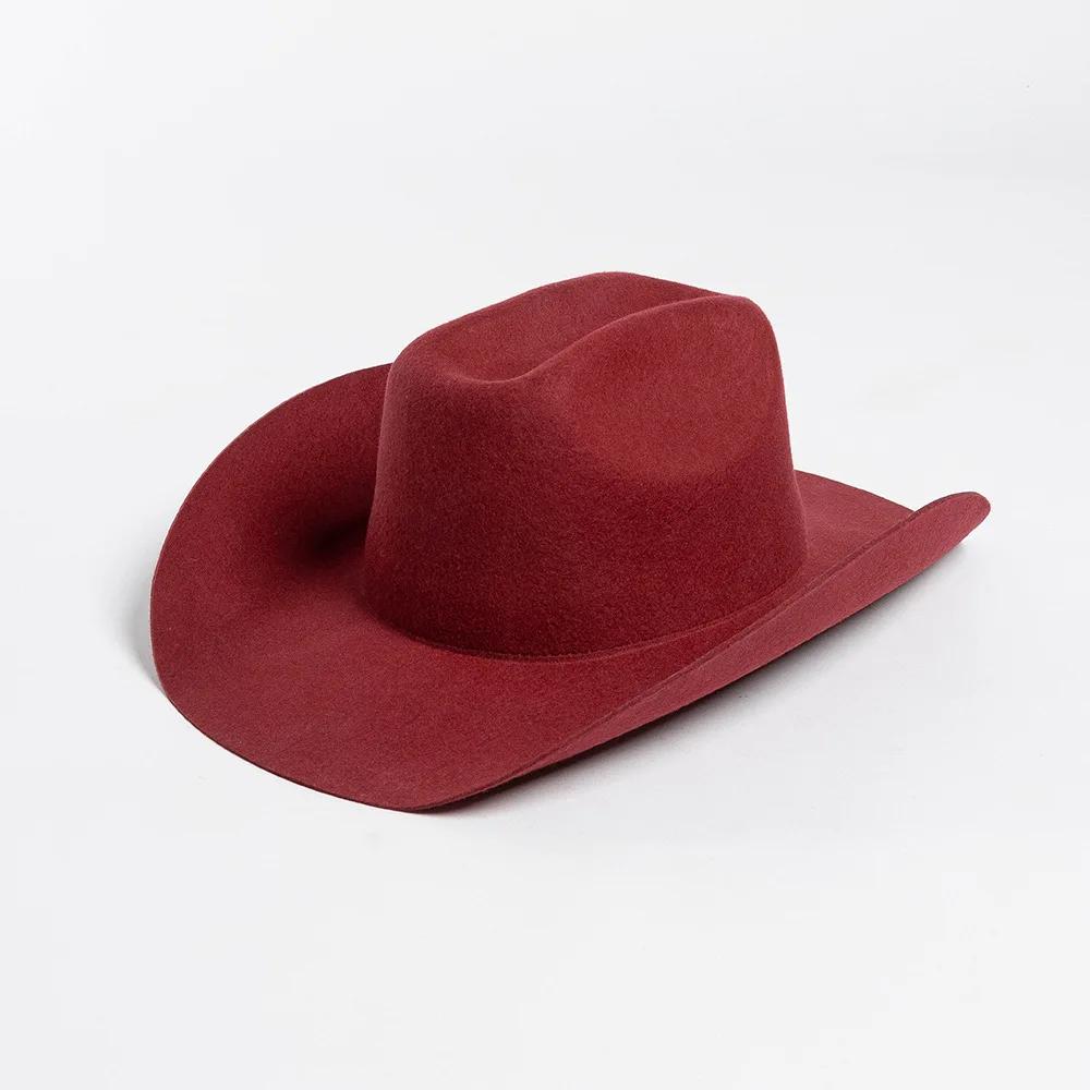 100% Australia  Wool Cowboy Hat Men Women Unisex Wide Brim Hard Felt Hat Solid Color Classic Fedora Custom Big Size S–XL