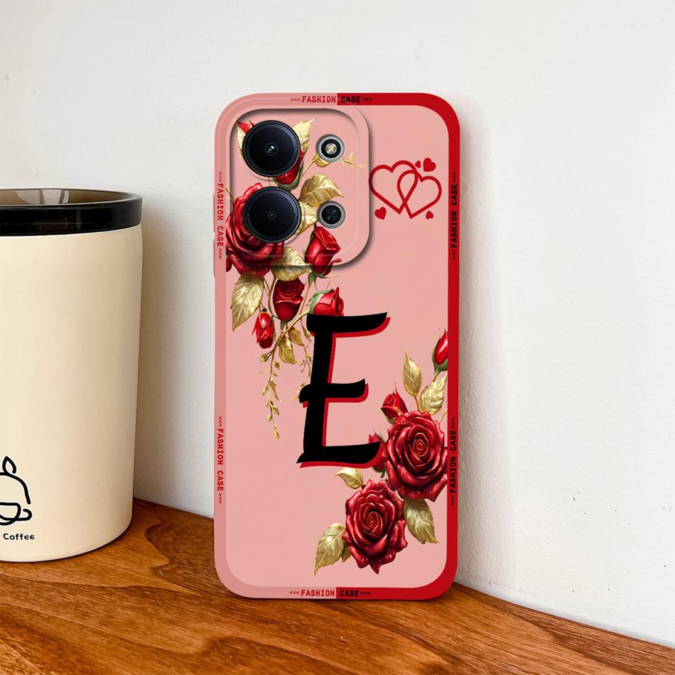 Per Cover Telefono Redmi 15C 4G 5G Fiori Nome Lettere Morbida Silicone Liquido Custodia a Protezione Totale Per Redmi 15 C Alloggiamento Antiurto