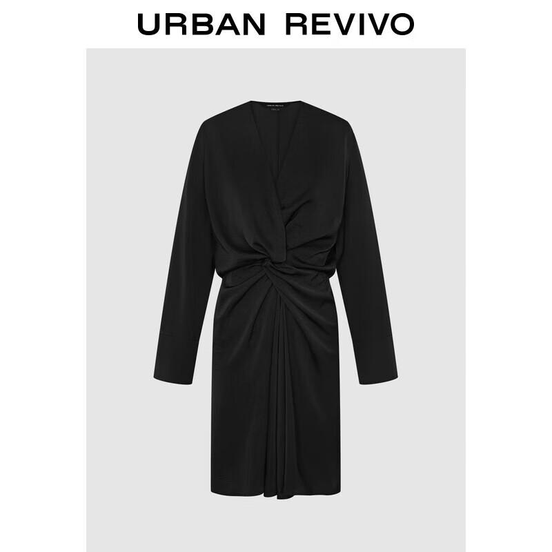 

UR 2024 Autumn Women s Elegant V-Neck Twist-Knot Midi Dress XS