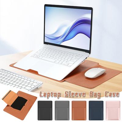 PU Leather Laptop Bag with Multifunctional Cooling Stand Mouse Pad 13.3-14inch 15.4-16inch Laptop Sleeve Power Storage Bag