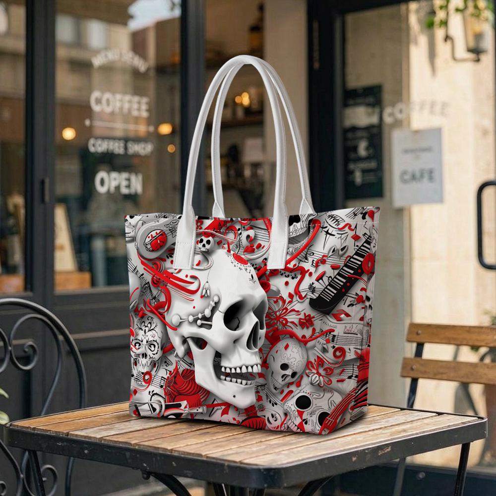 Skull Print Casual Tote Bag Fashion Daily Handbag