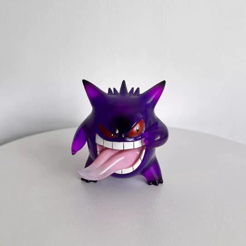 In Stock Transparent Gengar Figure Model PokMon Cute Tongue-Out Version Anime Desktop Decoration GK Collectible Toy Trend Gift