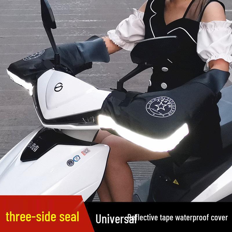 Warme, winddichte elektrische Motorrad-Lenkerhandschuhe mit Samtfutter zum Kälteschutz