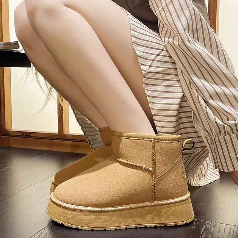 Fashion 2025 New Winter Warm Boots Fur Ladies Snow Boots Real Sheepskin Wool Low-cut Warm Fur Shoes Man and Women Winter Short Boots