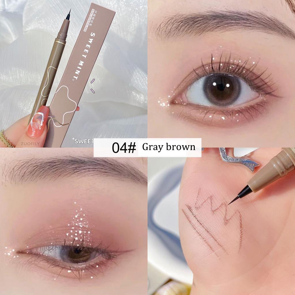 Flüssiger Eyeliner Liegender Seidenraupenstift Mattschatten Langlebiger wasserdichter, schnell trocknender Teebraunstift Glitzer-Augen-Make-up Beauty-Tools