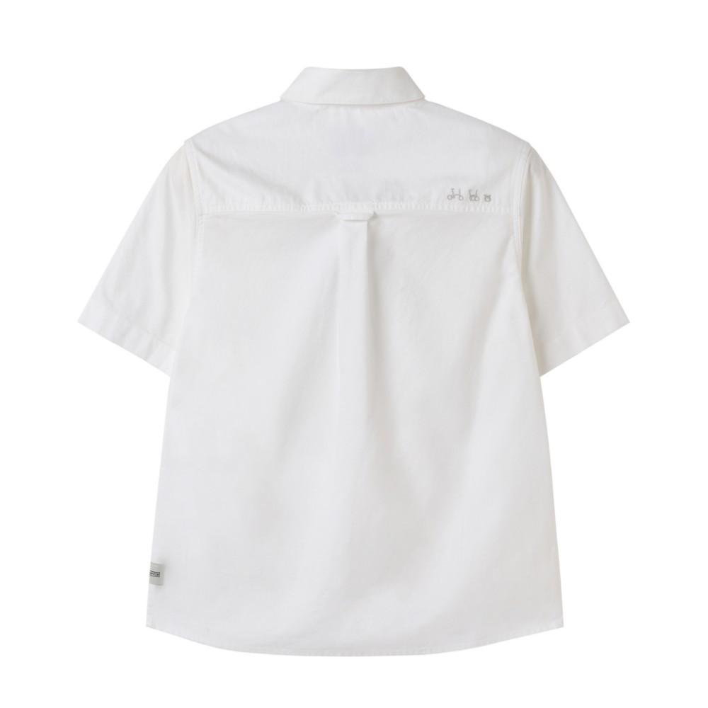 BROMPTON LONDON W Oxford Half Sleeve Collar Shirt - White (P252Wsh434)