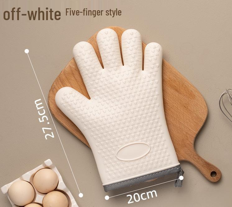 In Stock Silicone Anti-scald Five-Finger Kitchen Gloves, Heat-resistant for Oven and Microwave, Custom Logo Available
