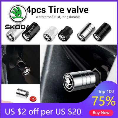 Car Sticker 2025 New Car Wheel Tire Valve Cap Tyre Rim Stem Cover Moto Truck For Skoda Octavia Fabia Rapid Yeti Superb A5 A7 VRS
