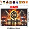1 piece of 2D flat firefighter brave rescue scene polyester fabric, 8x6 feet party bannerDJH