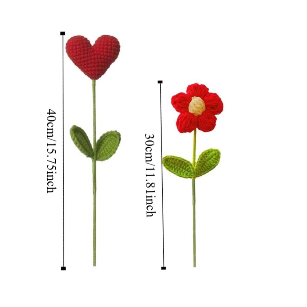 Party Supplies Handmade Crochet Heart Bouquet Knitting Wool Love Crochet Flower Bouquet DIY Artificial Flower Valentine's Day