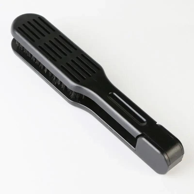 Pro Hairdressing Straightener Hairbrush Nylon Hair Straightening Double Brushes V Shape Comb Clamp Not Hurt Styling Tools DIY