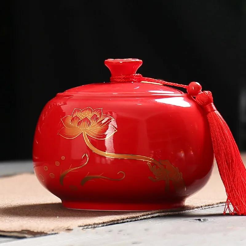 Large capacity Ceramics Tea Caddy Tieguanyin Tea Containers Travel Tea Box Storage Tank Sealed Tea Jar Coffee Spice Organizer 14X10.8CM  700ML