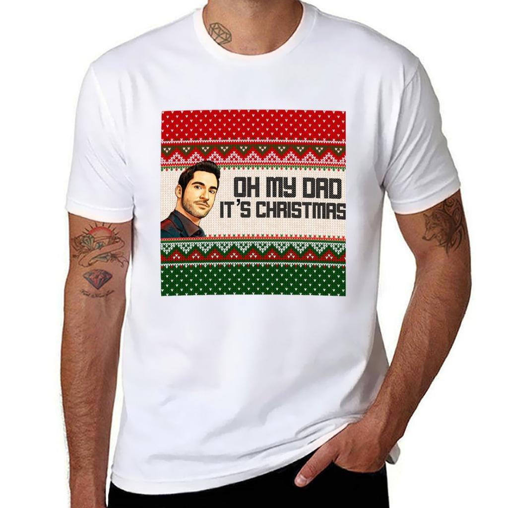 Lucifer Oh My Dad Its Christmas Tshirt Quick Dry Sports Short Sleeve Tee Tshirt