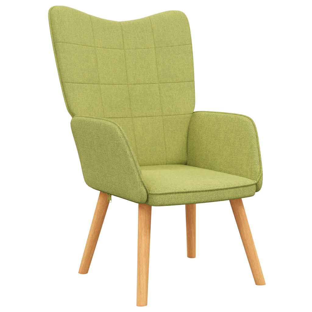 Green Fabric Relaxation Armchair with Footstool