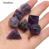 7Pcs/Set, Crystals Natural Platonic Solids Sacred Geometry Set, Polished Tumbled Stones Merkaba Star Kit for Reiki Chakra Balancing-Loose Gems Set