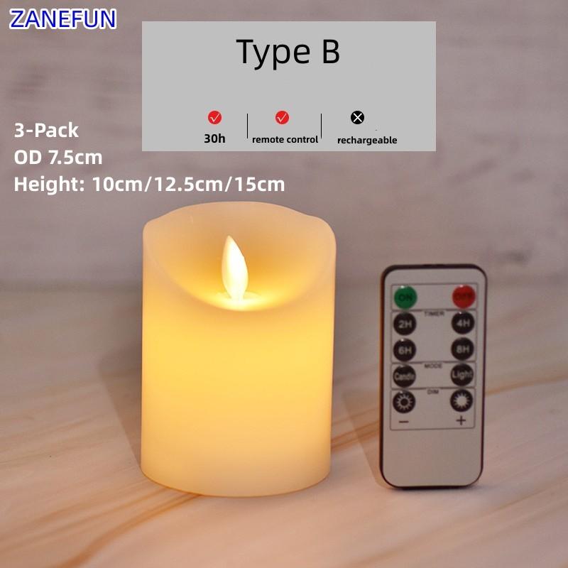 3PCS Flickering Swinging Flameless LED Candles Long Lasting USB Pillar Candle Window Lamp Portable Atmosphere Lamp
