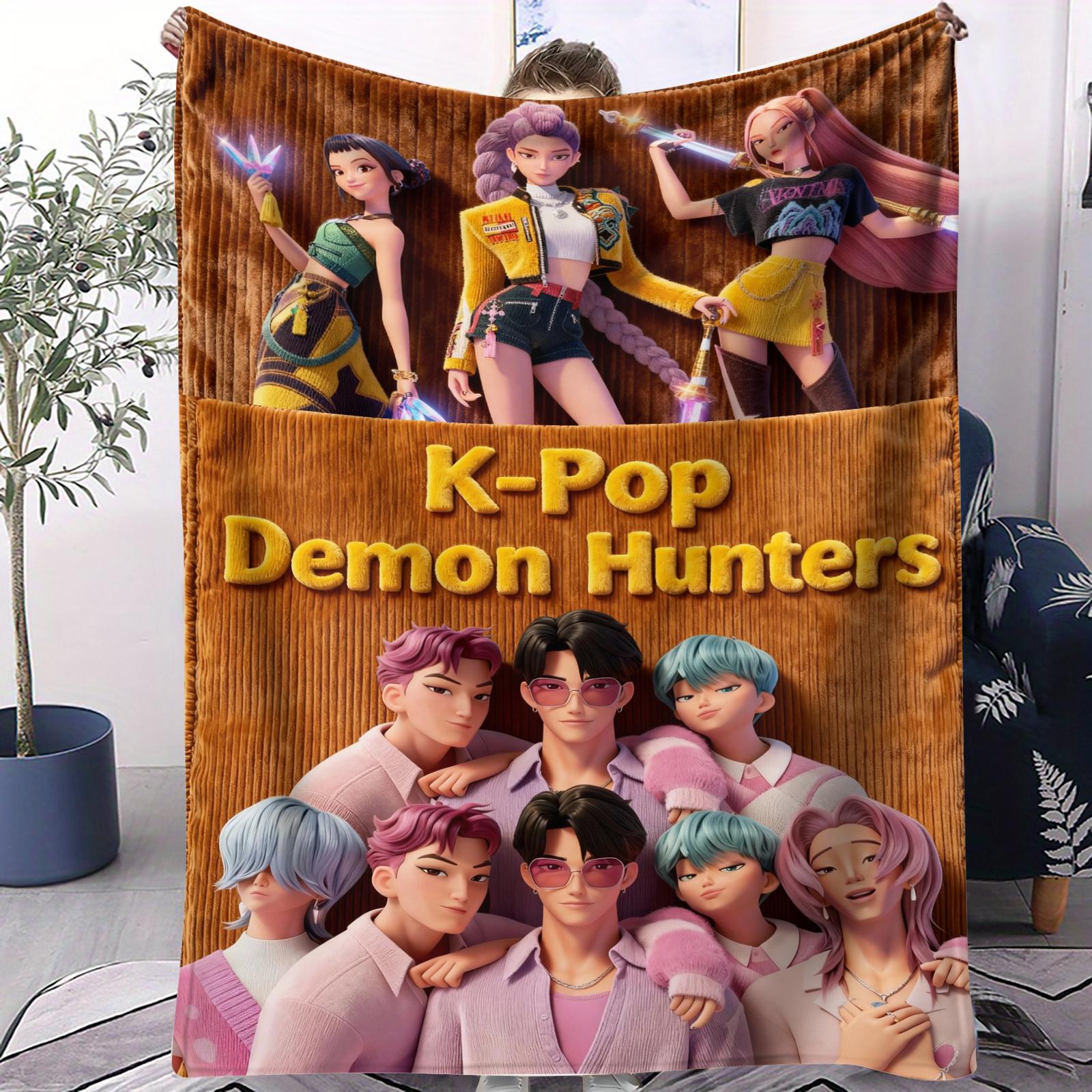 

Hot KPop Devil Hunter Blanket Small Cover Blanket Multifunctional Soft And Comfortable Suitable For Cars Offices All Seasons 70x100cm