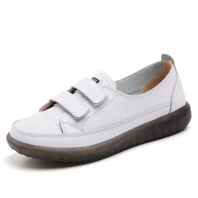 Women s Leather Velcro Flat Loafers 39 белый