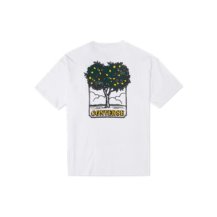 Men s Converse Cartoon Printing Loose Sports Round Neck Short Sleeve White 10022047-A02