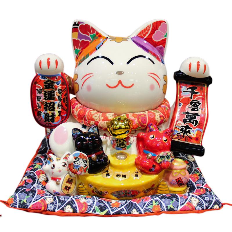 

Керамическая копилка-кошка Манэки-нэко с большими глазами, фэншуй-декор для гостиной и прихожей, отличный подарок на открытие