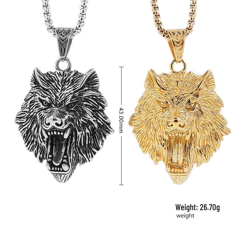 Creative Titanium Stainless Steel Wolf & Leopard Head Pendant Ring Jewelry