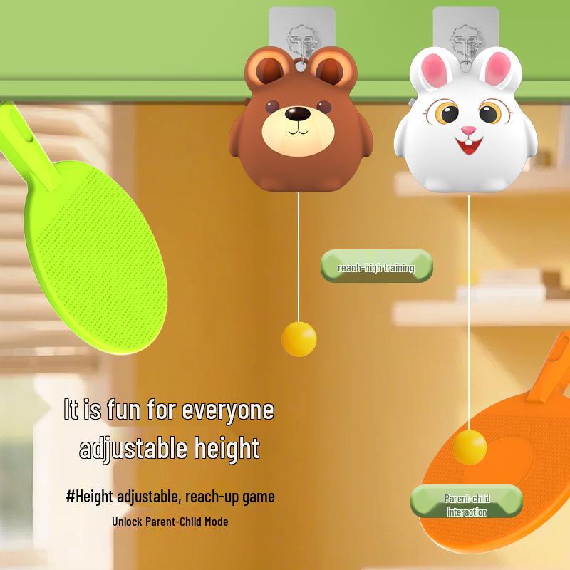 Children's Hanging Table Tennis Trainer: Indoor Interactive Exercise Toy for Hand-Eye Coordination with Suspended Ball Racket.