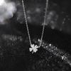 PONYKISS Trendy  Sterling Silver Four-leaf Clover Luck Leaves Zircon Sweater Chokers Necklace for Women Lovely Fine