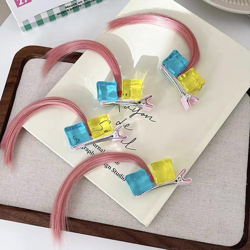 2Pcs Funny Silly Hair Clip Female Anime Cosplay Wig Small Braid Side Bangs Duckbill Clip Side Clip Cute Hair Accessories Gifts